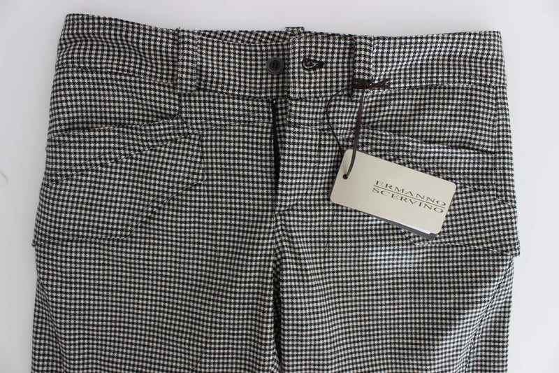 Pantalon décontracté en coton à carreaux noir et blanc Ermanno Scervino