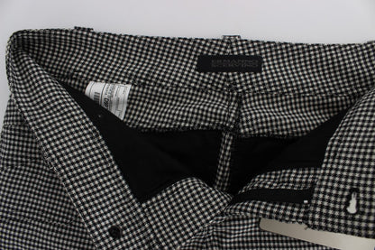 Pantalon décontracté en coton à carreaux noir et blanc Ermanno Scervino