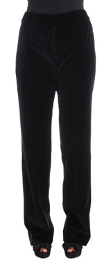 Pantalon droit en coton velours noir Ermanno Scervino