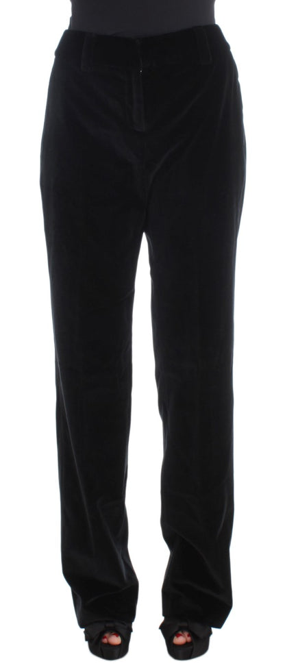 Pantalon droit en coton velours noir Ermanno Scervino