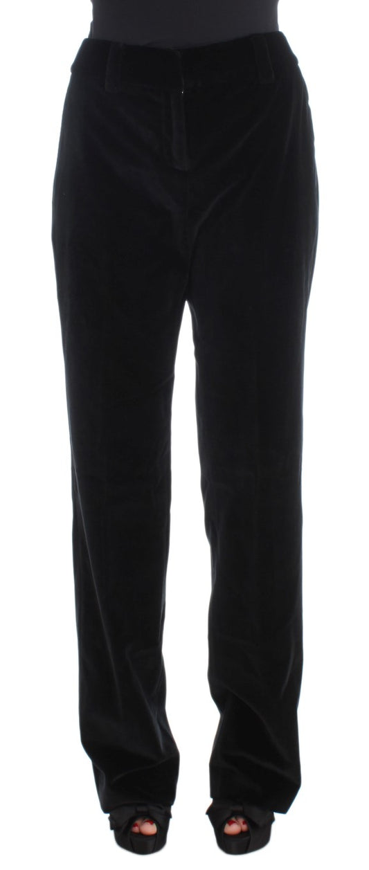 Pantalon droit en coton velours noir Ermanno Scervino
