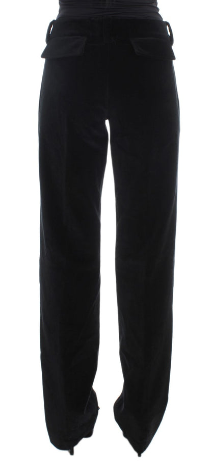 Pantalon droit en coton velours noir Ermanno Scervino