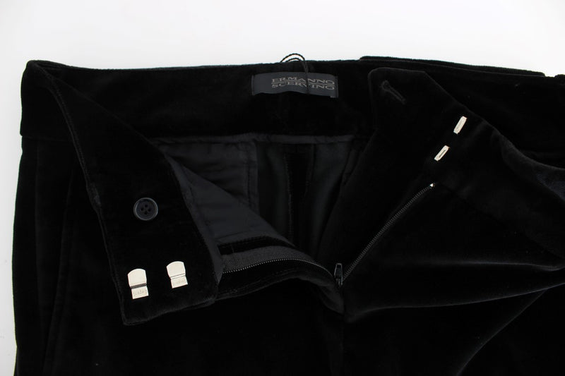 Pantalon droit en coton velours noir Ermanno Scervino