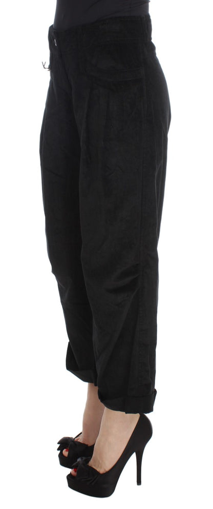 Pantalon capri à coupe évasée en coton velours noir d'Ermanno Scervino
