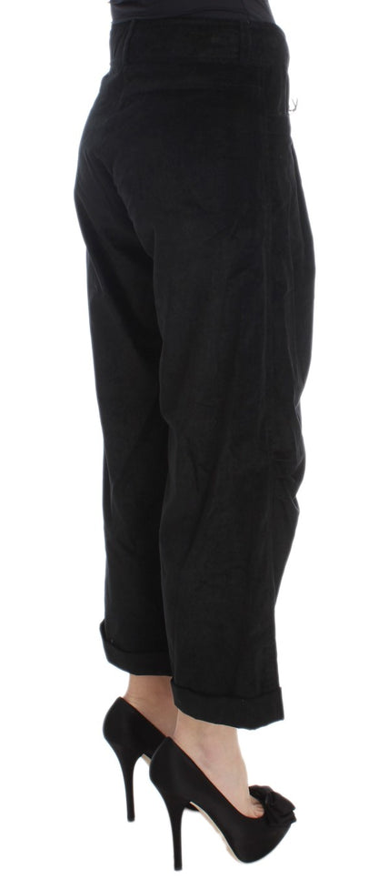 Pantalon capri à coupe évasée en coton velours noir d'Ermanno Scervino