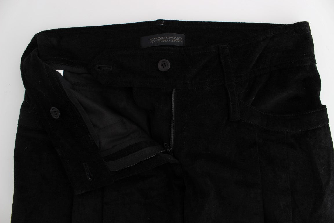 Pantalon capri à coupe évasée en coton velours noir d'Ermanno Scervino