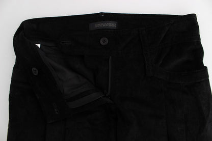 Pantalon capri à coupe évasée en coton velours noir d'Ermanno Scervino