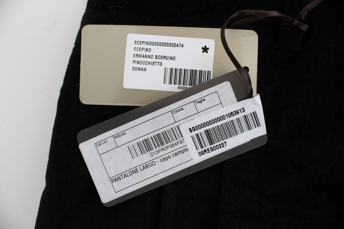 Pantalon capri à coupe évasée en coton velours noir d'Ermanno Scervino