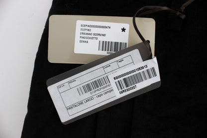 Pantalon capri à coupe évasée en coton velours noir d'Ermanno Scervino