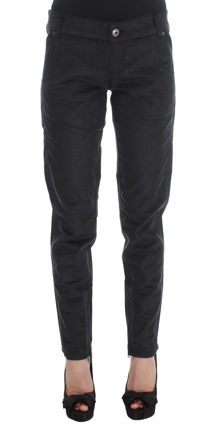Pantalon noir en coton mélangé à coupe droite d'Ermanno Scervino