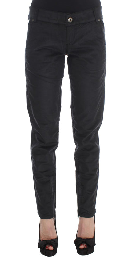 Pantalon noir en coton mélangé à coupe droite d'Ermanno Scervino