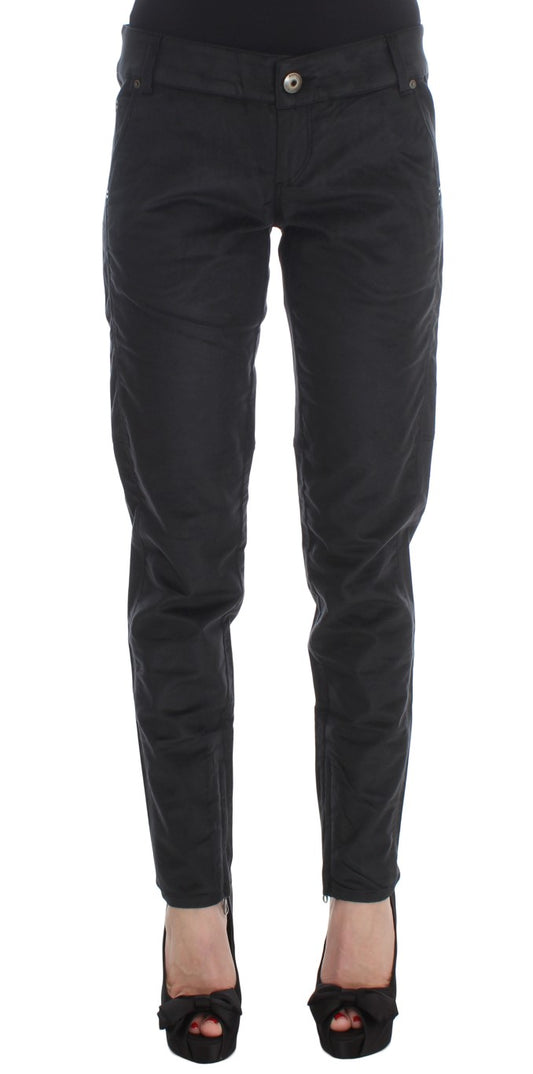 Pantalon noir en coton mélangé à coupe droite d'Ermanno Scervino