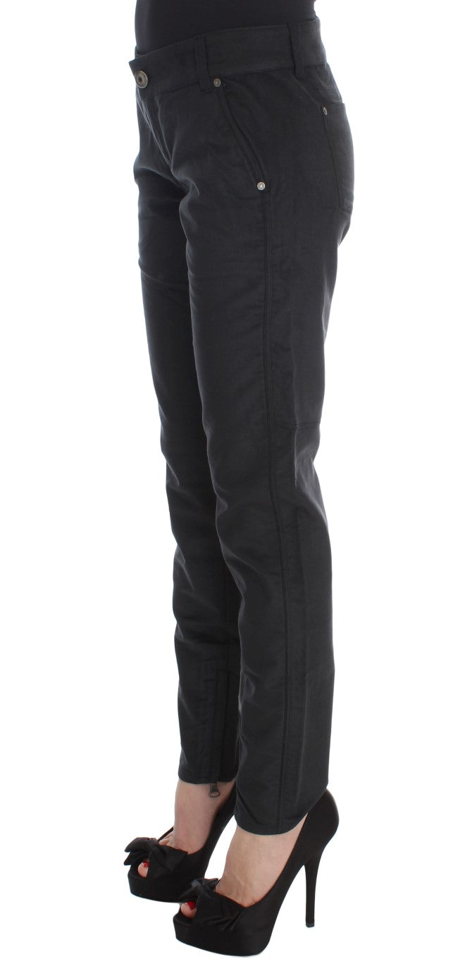 Pantalon noir en coton mélangé à coupe droite d'Ermanno Scervino