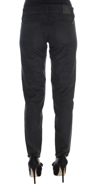Pantalon noir en coton mélangé à coupe droite d'Ermanno Scervino