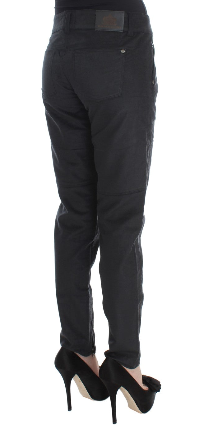 Pantalon noir en coton mélangé à coupe droite d'Ermanno Scervino