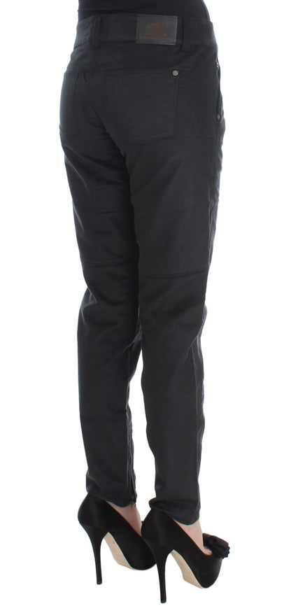 Pantalon noir en coton mélangé à coupe droite d'Ermanno Scervino