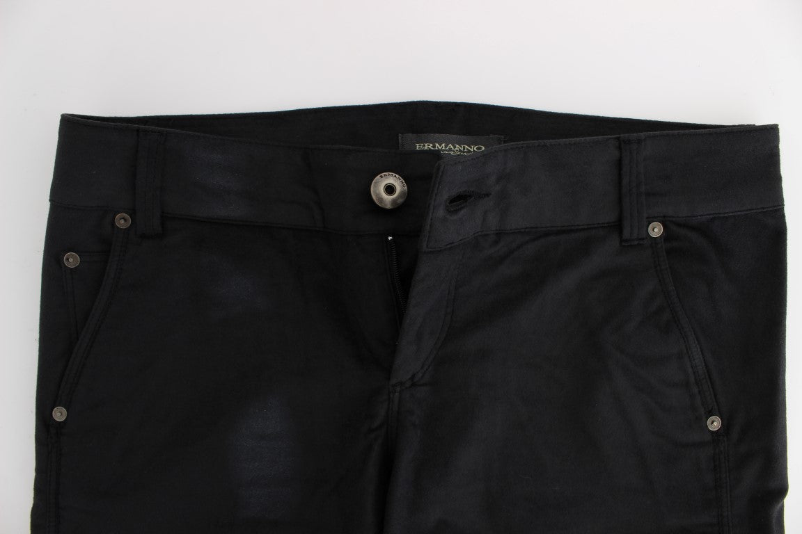 Pantalon noir en coton mélangé à coupe droite d'Ermanno Scervino
