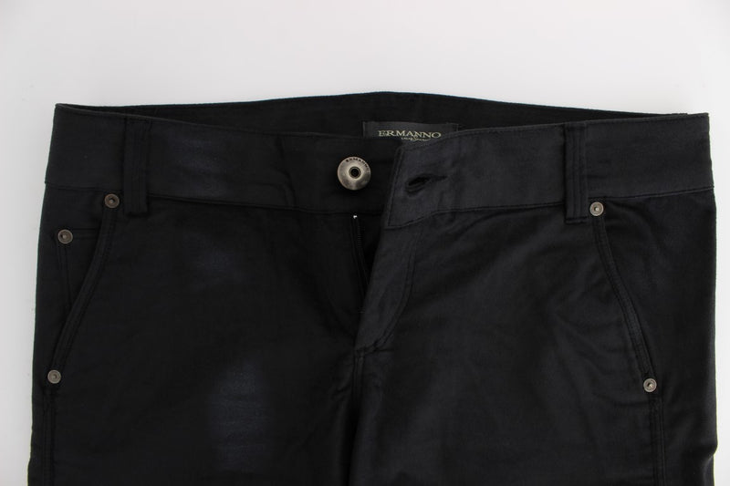 Pantalon noir en coton mélangé à coupe droite d'Ermanno Scervino