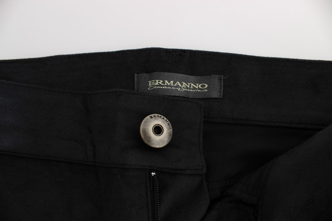 Pantalon noir en coton mélangé à coupe droite d'Ermanno Scervino