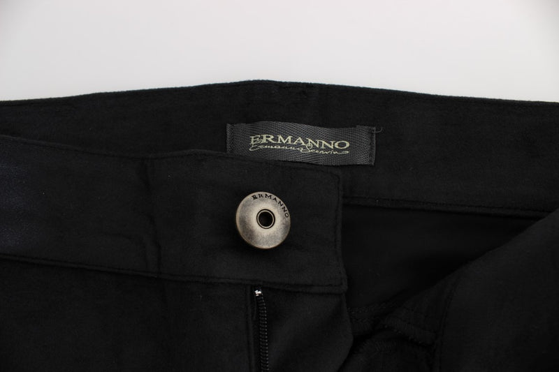 Pantalon noir en coton mélangé à coupe droite d'Ermanno Scervino
