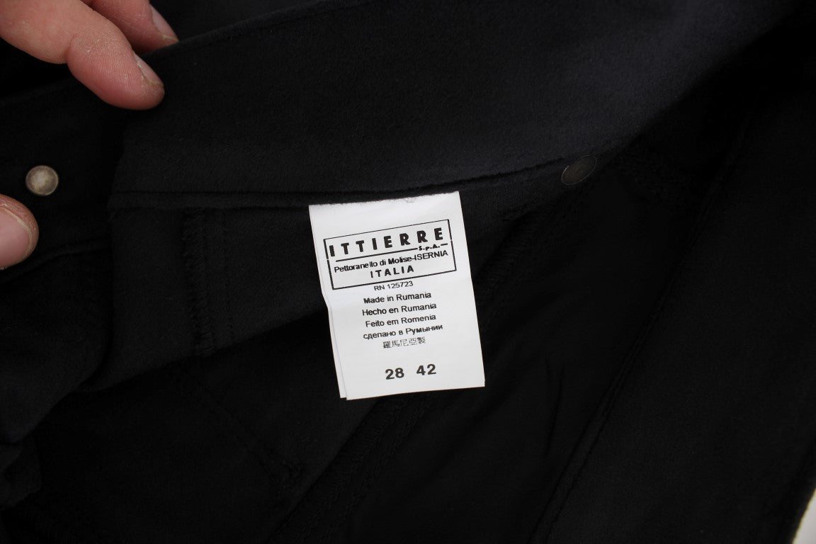 Pantalon noir en coton mélangé à coupe droite d'Ermanno Scervino
