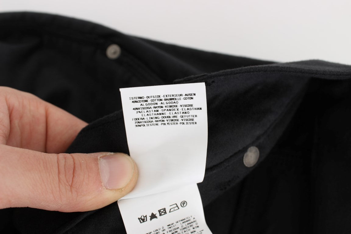 Pantalon noir en coton mélangé à coupe droite d'Ermanno Scervino