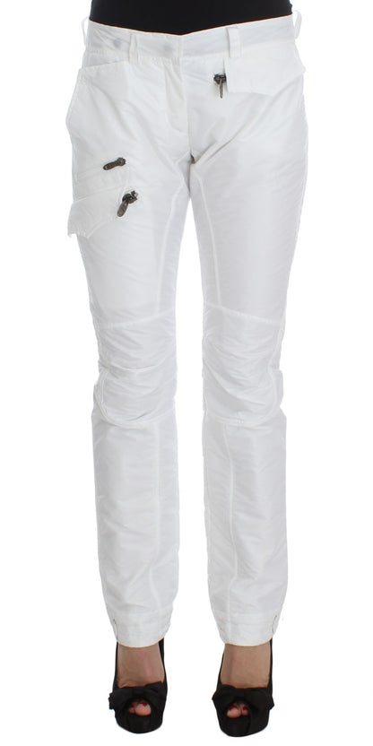 Pantalon cargo slim fit rembourré en nylon blanc Ermanno Scervino