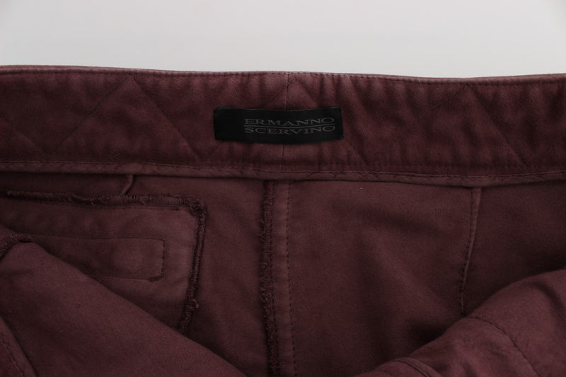 Pantalon cargo court en coton bordeaux Ermanno Scervino