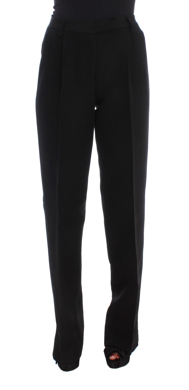 Pantalon large en coton mélangé à rayures noires Ermanno Scervino