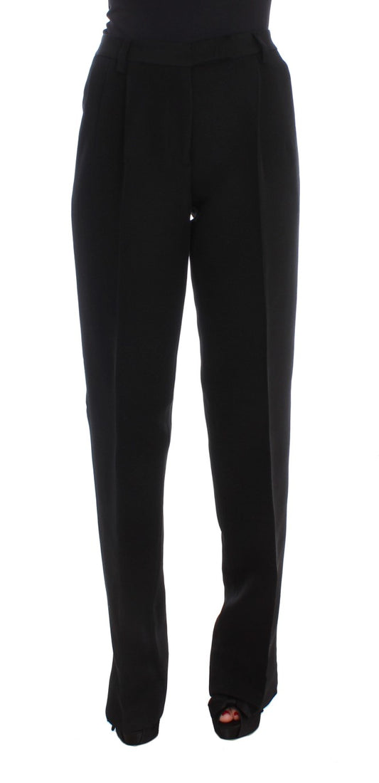 Pantalon large en coton mélangé à rayures noires Ermanno Scervino