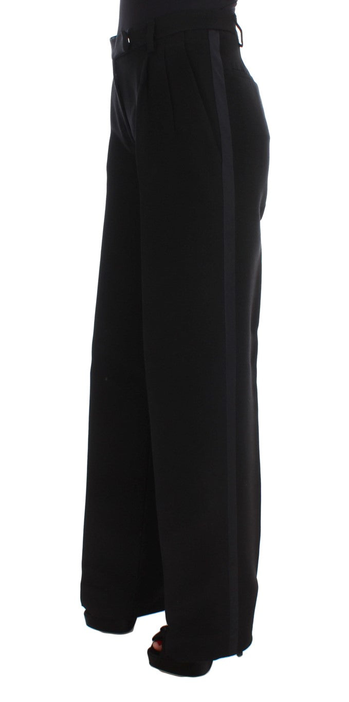 Pantalon large en coton mélangé à rayures noires Ermanno Scervino