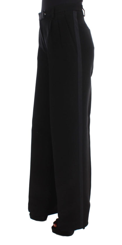 Pantalon large en coton mélangé à rayures noires Ermanno Scervino