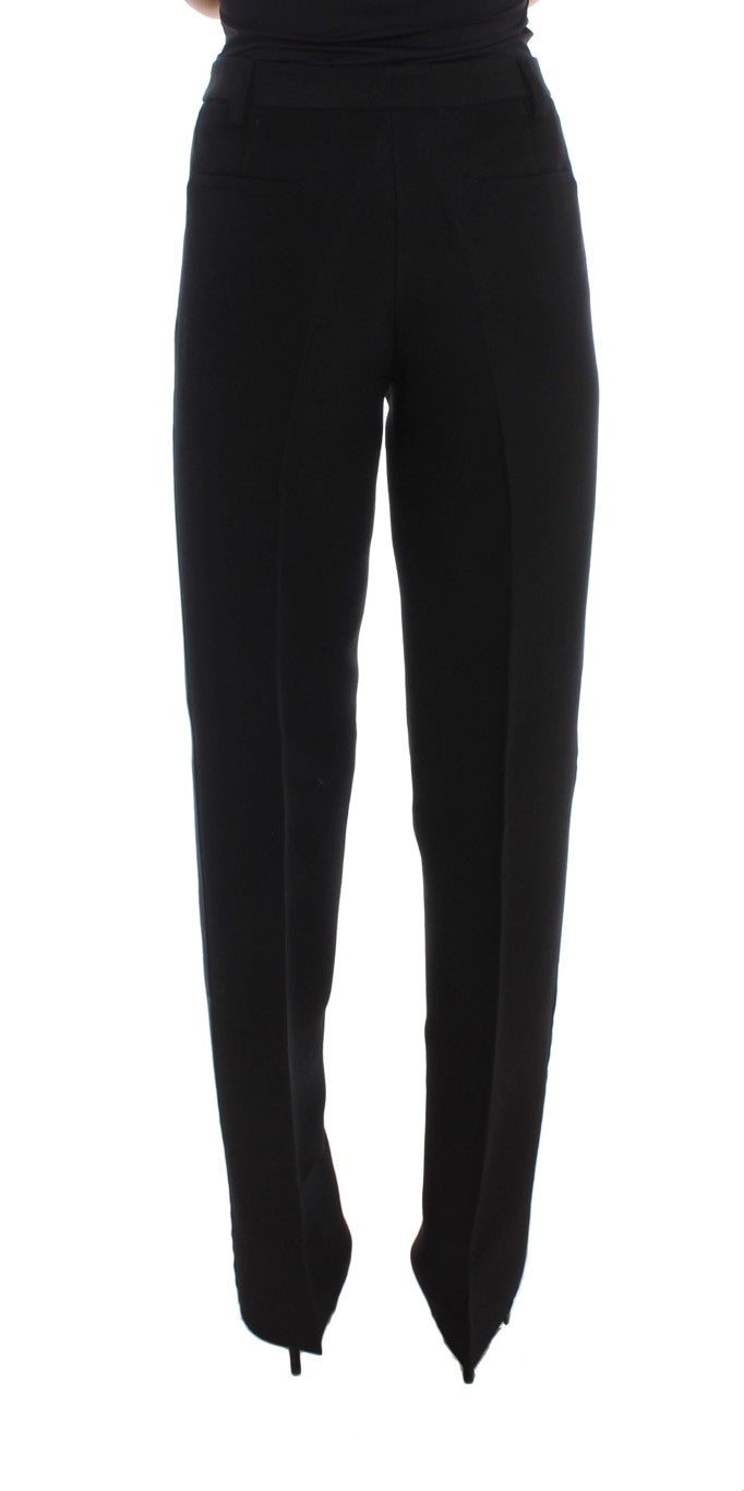 Pantalon large en coton mélangé à rayures noires Ermanno Scervino