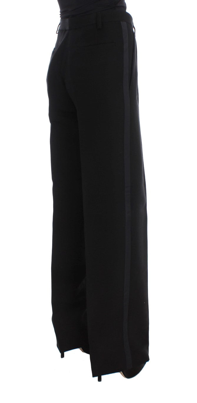 Pantalon large en coton mélangé à rayures noires Ermanno Scervino