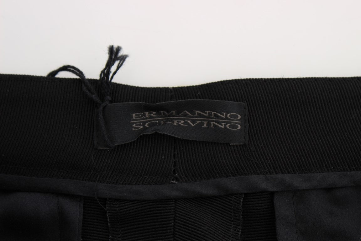 Pantalon large en coton mélangé à rayures noires Ermanno Scervino