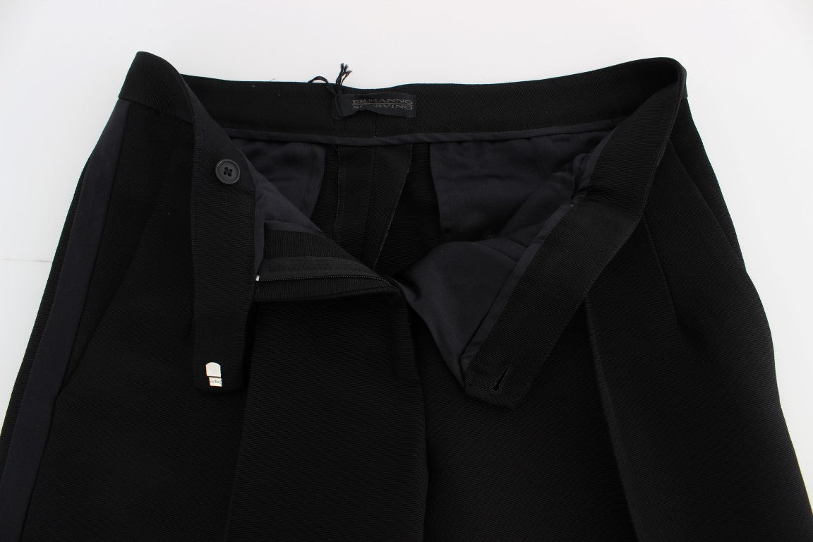 Pantalon large en coton mélangé à rayures noires Ermanno Scervino