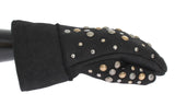 Gants cloutés en laine et peau de mouton grise Dolce & Gabbana