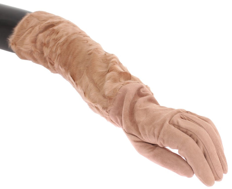 Gants de coude en daim beige et fourrure Xiangao Dolce &amp; Gabbana