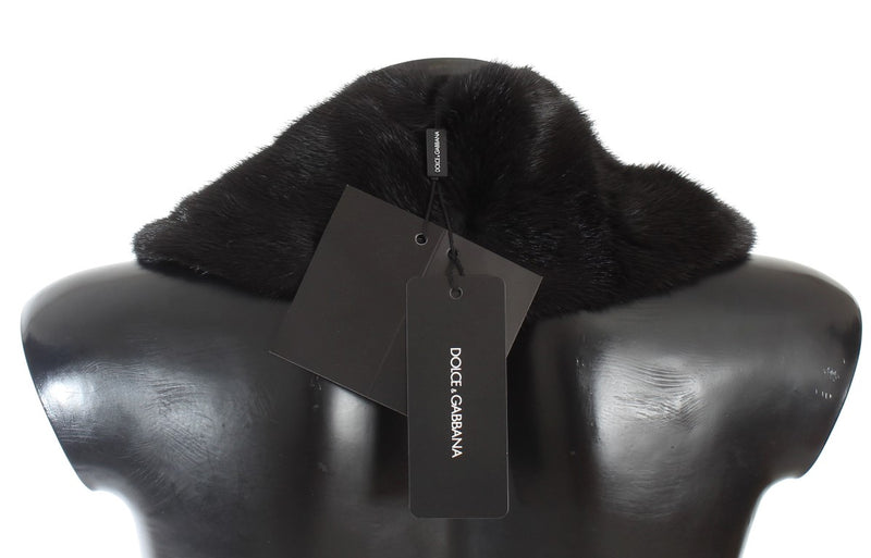 Écharpe à col en fourrure de vison noire Dolce &amp; Gabbana