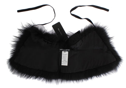 Écharpe à col en fourrure de renard noir Dolce &amp; Gabbana
