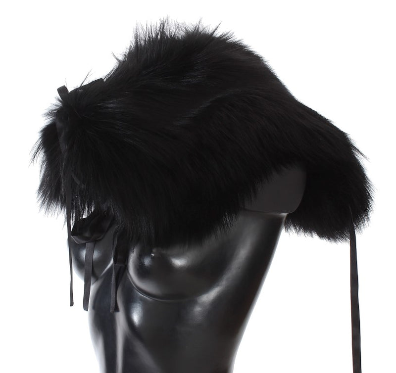 Écharpe à col et épaules en fourrure de renard noir Dolce &amp; Gabbana