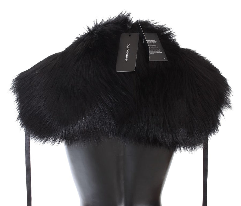 Écharpe à col et épaules en fourrure de renard noir Dolce &amp; Gabbana