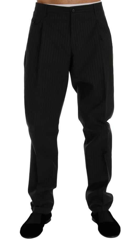 Pantalon habillé en coton rayé bleu Dolce & Gabbana