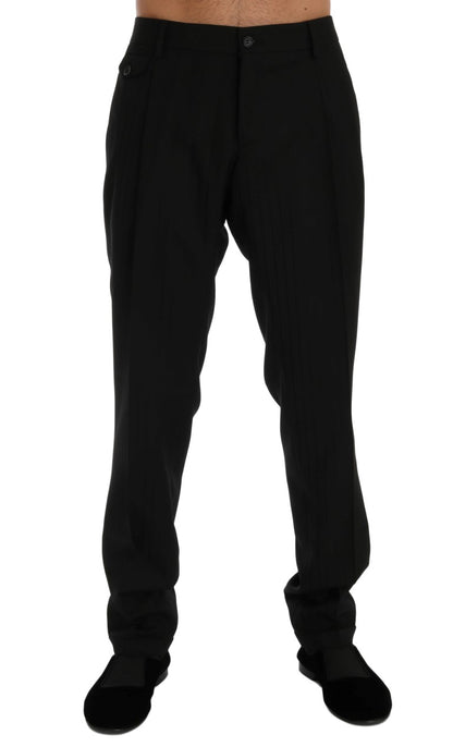 Pantalon en laine extensible rayé noir de Dolce & Gabbana
