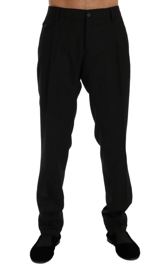 Pantalon en laine extensible rayé noir de Dolce & Gabbana