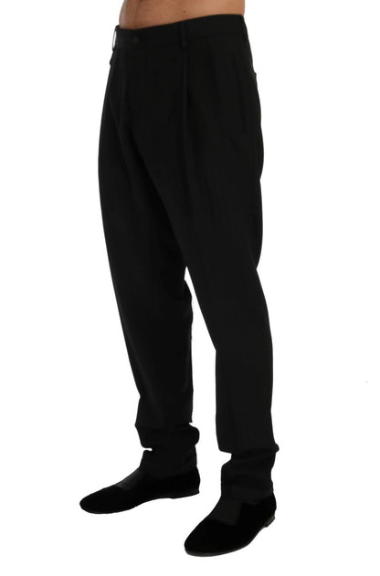 Pantalon en laine extensible rayé noir de Dolce & Gabbana