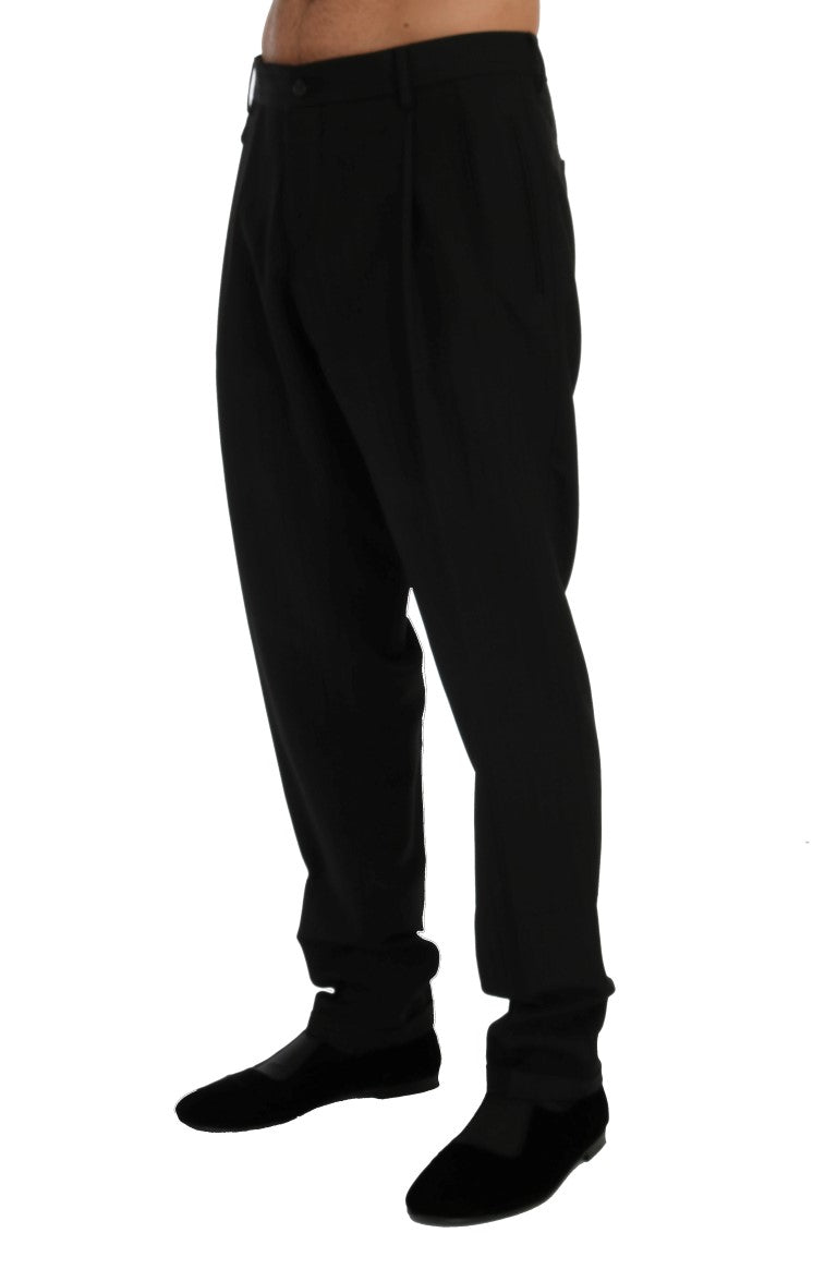 Pantalon en laine extensible rayé noir de Dolce &amp; Gabbana
