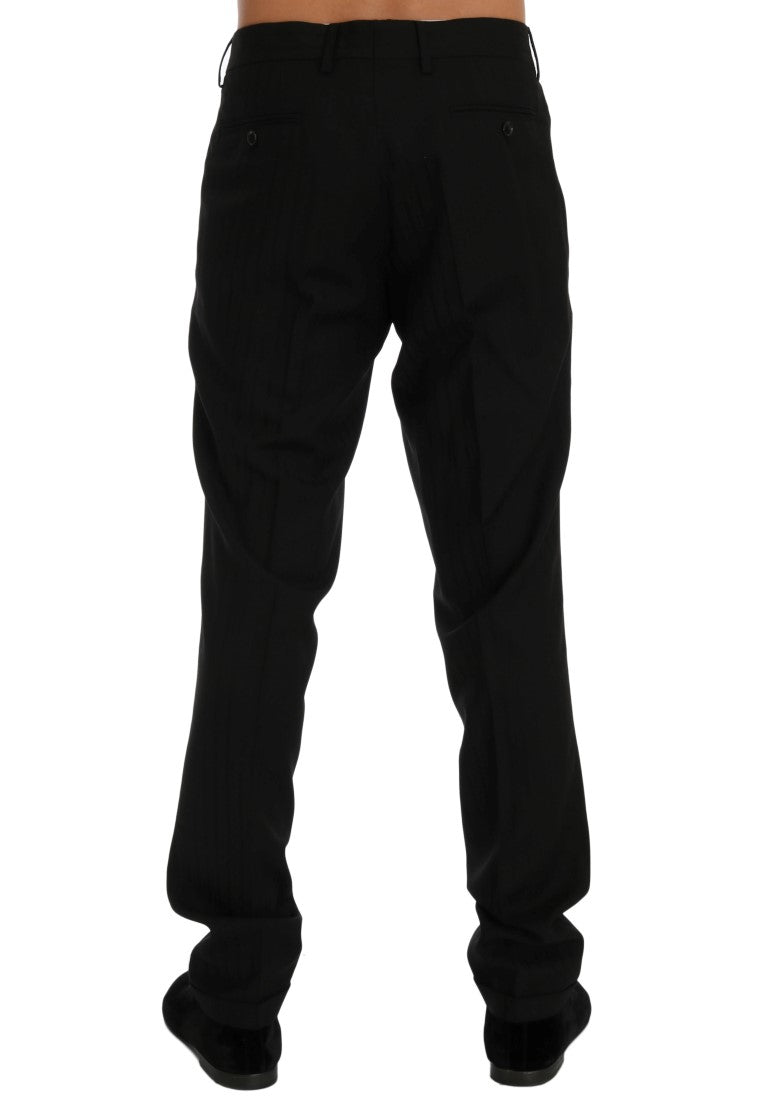 Pantalon en laine extensible rayé noir de Dolce &amp; Gabbana
