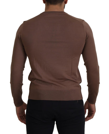 Pull en laine marron à col en V pour homme de Dolce & Gabbana