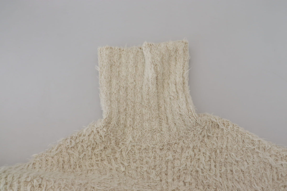 Pull en laine à col montant en tricot crème de Dolce &amp; Gabbana